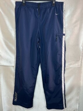 Nike Navy Blue White Stripe Lined Track Pants Size Medium